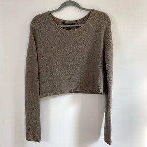 BCBG Cozy Cropped Taupe Sweater